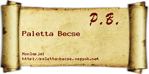 Paletta Becse névjegykártya